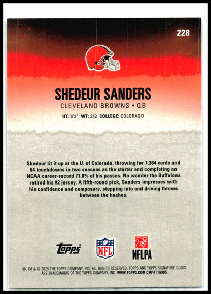 2025 Topps Signature Class Chrome Magenta /250 #228 Shedeur Sanders Rookie