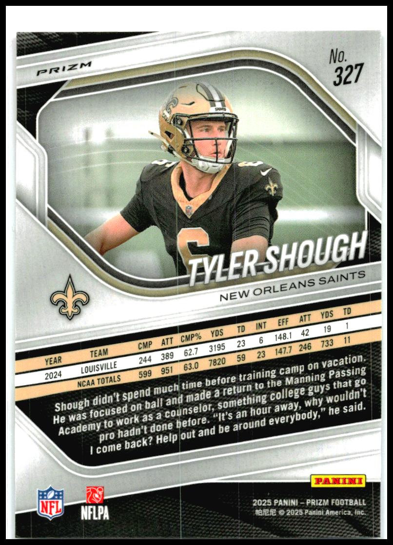 2025 Panini Prizm Red, White, Blue #429 Tyler Shough Rookie New Orleans Saints