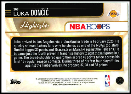 2025-26 Hoops Green Hoops #269 Luka Dončić Los Angeles Lakers