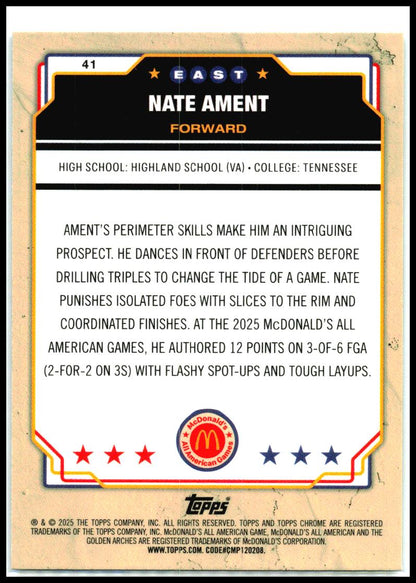 2025 Topps Chrome McDonald's All American Raywave #41 Nate Ament