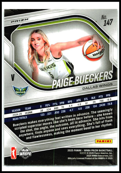 2025 Panini Prizm WNBA Silver Prizms #147 Paige Bueckers Dallas Wings
