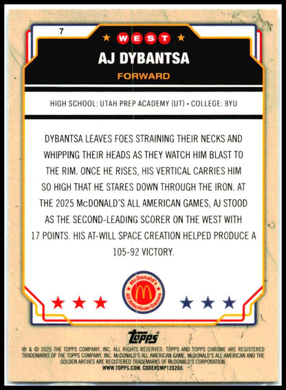 2025 Topps Chrome McDonald's All American Raywave #7 AJ Dybantsa