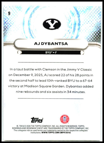 2024-25 Bowman U Best #9 AJ Dybantsa BYU