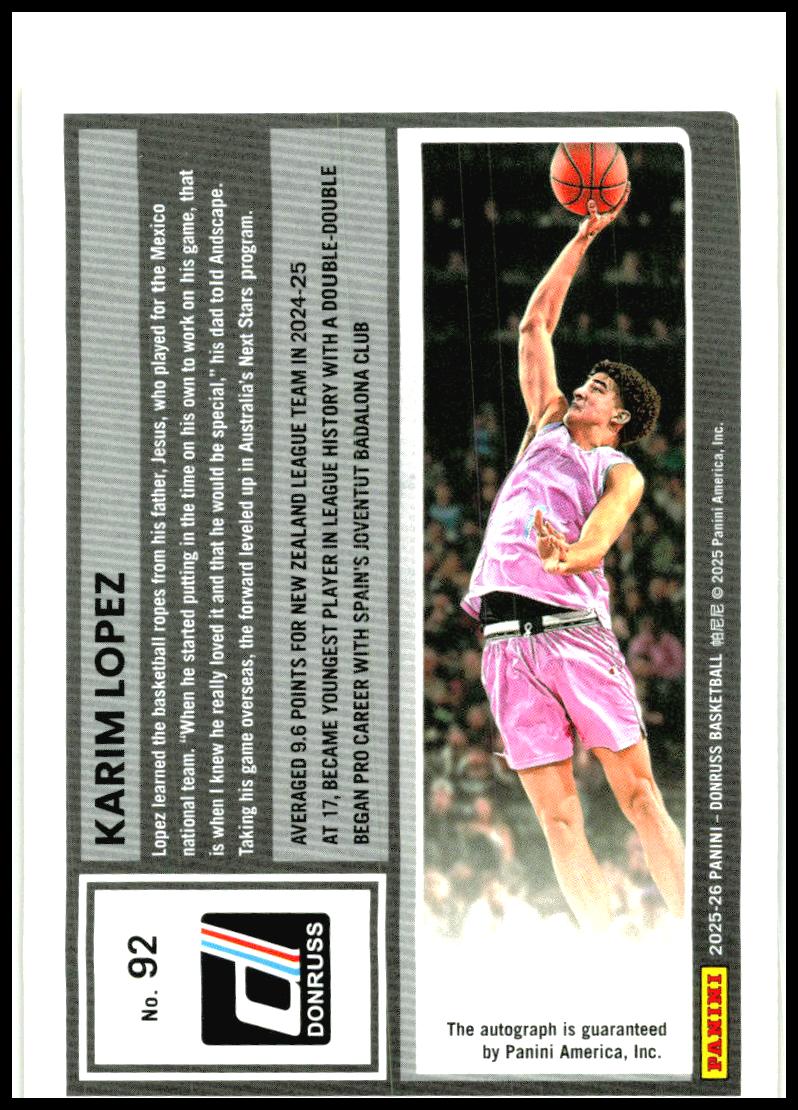 2025-26 Donruss Yellow Lava Auto /25 #92 Karim Lopez