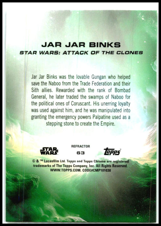 2025 Topps Chrome Star Wars Refractor #AV-63 Jar Jar Binks