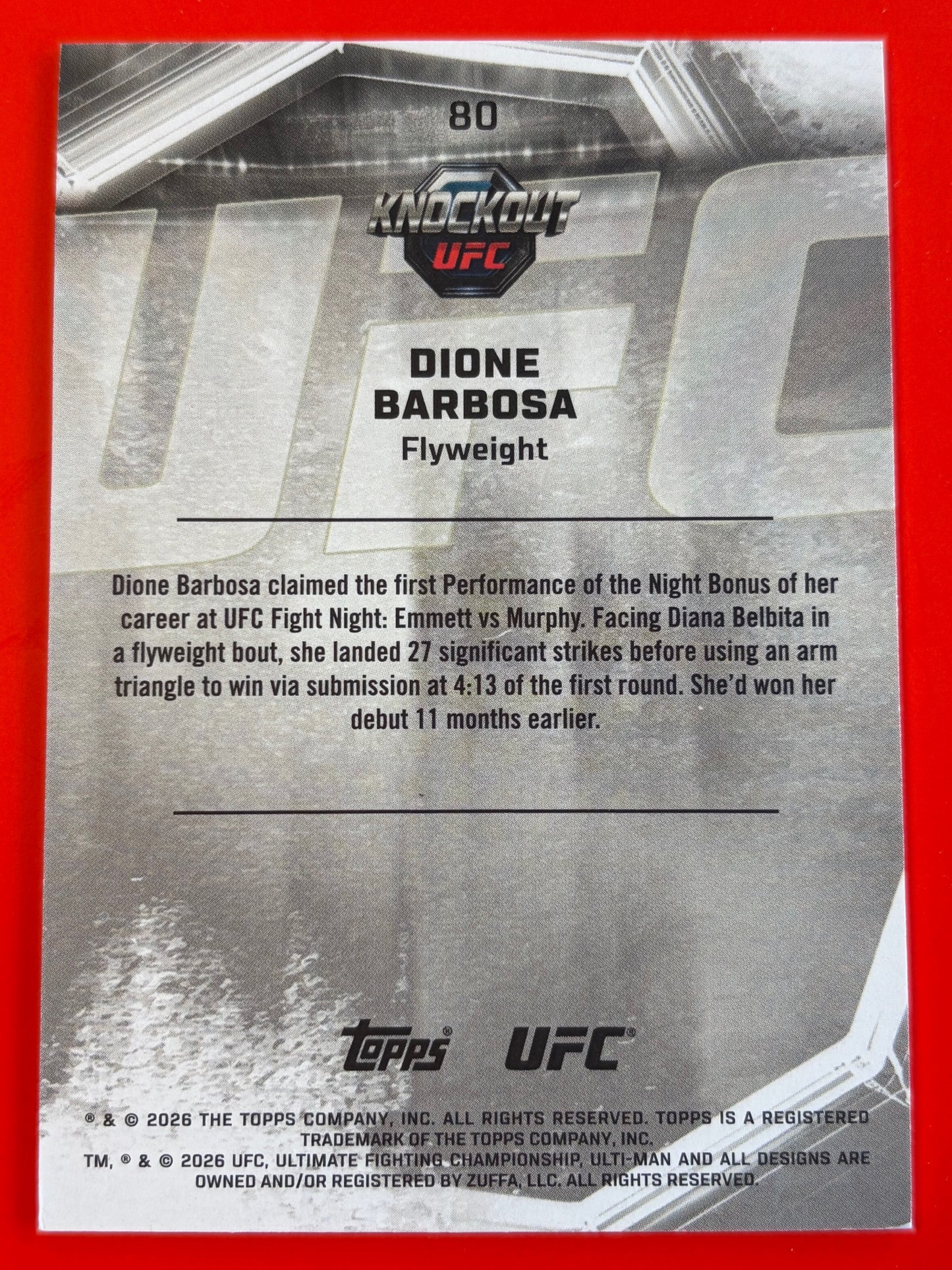 2026 Topps Knockout UFC Teal #80 Dione Barbosa Rookie #/149