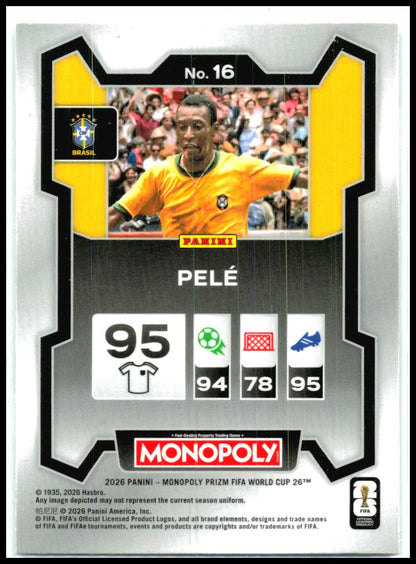 2026 Panini Prizm Monopoly FIFA World Cup #16 Pele Brazil