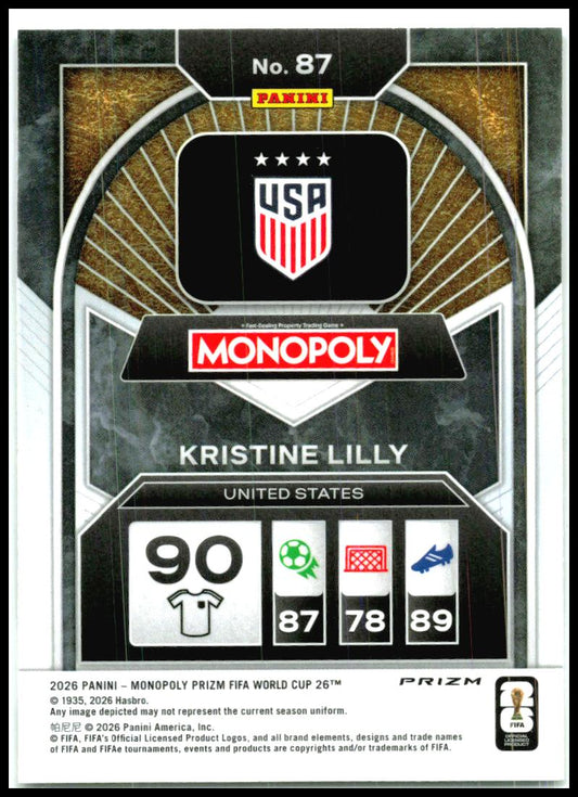 2026 Monopoly FIFA World Cup Hat Trick Mojo Prizms #87 Kristine Lilly USA