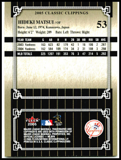 2005 Fleer Classic Clippings #53 Hideki Matsui New York Yankees