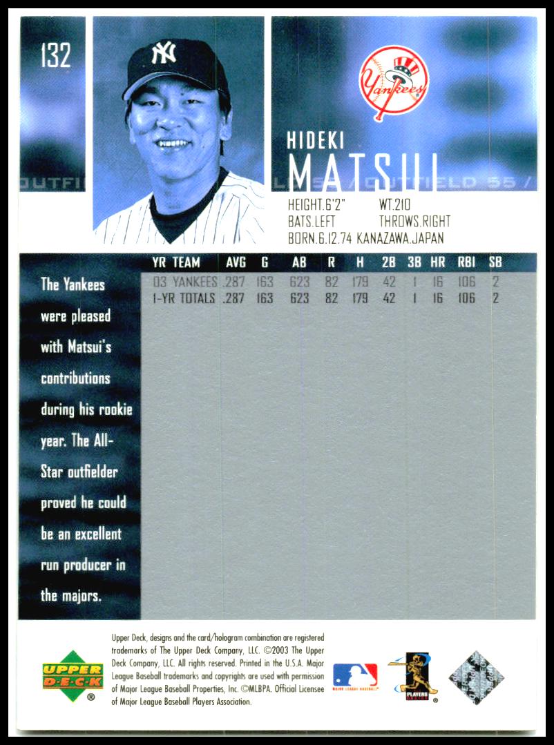 2004 Upper Deck #132 Hideki Matsui New York Yankees
