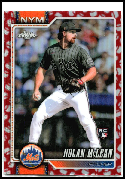 2026 Topps Chrome Baseball Seams Refractors #236 Nolan McLean Rookie Mets