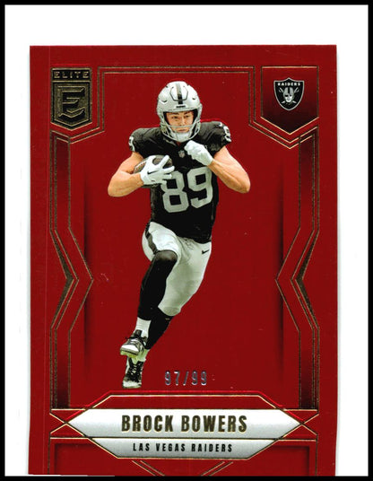 2025 Donruss Elite Red #13 Brock Bowers #/99 Las Vegas Raiders