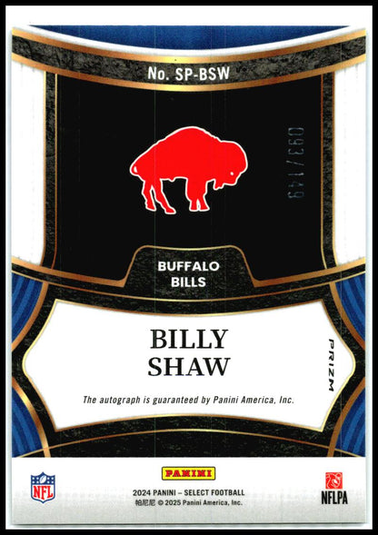 2024 Panini Select Signatures Blue Prizm #/149 #SP-BSW Billy Shaw Auto Bills