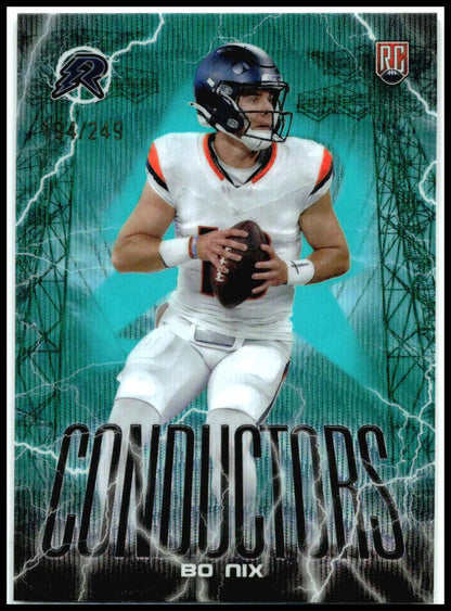 2024 Topps Resurgence Conductors Aqua Surge #C-8 Bo Nix #/249 Denver Broncos