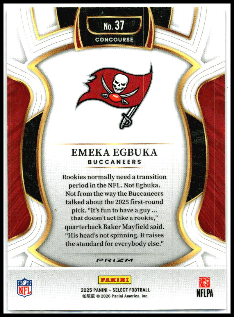 2025 Panini Select Pink Prizm Shock #37 Emeka Egbuka Tampa Bay Buccaneers