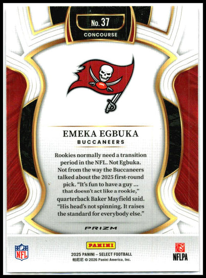 2025 Panini Select Pink Prizm Shock #37 Emeka Egbuka Tampa Bay Buccaneers