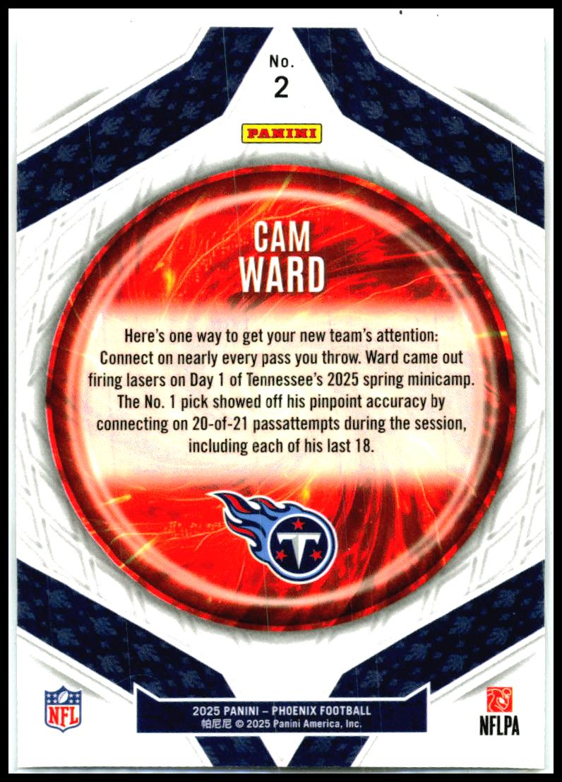 2025 Panini Phoenix Paragon #2 Cam Ward Tennessee Titans