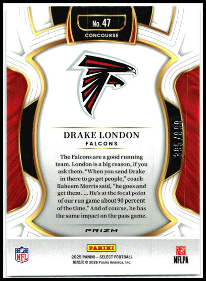 2025 Panini Select Copper Prizm Shock #47 Drake London #/899 Atlanta Falcons