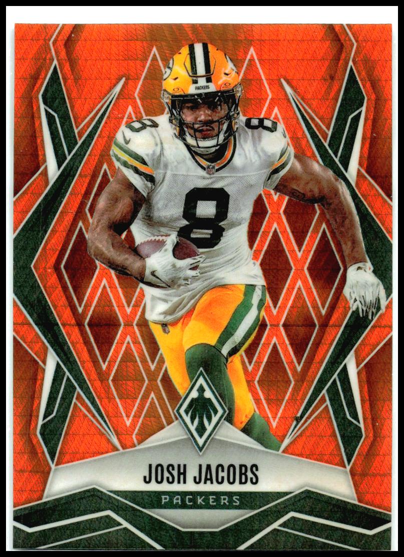 2025 Panini Phoenix Orange Hyper Prizm #5 Josh Jacobs #/99 Green Bay Packers
