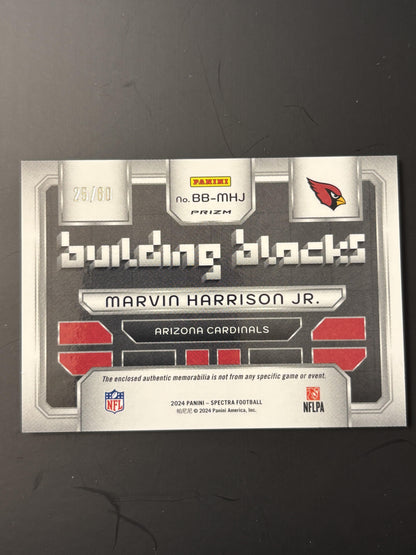 2024 Spectra Building Blocks Blue Neon #BB-MHJ Marvin Harrison Jr. Arizona