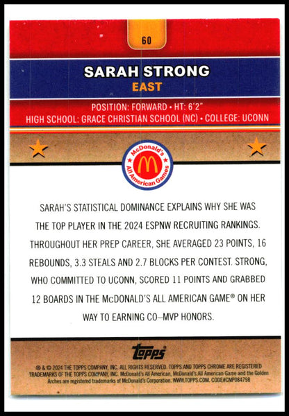 2024 Topps Chrome McDonald's All-American RayWave Refractor #60 Sarah Strong