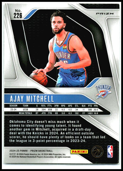2024-25 Panini Prizm Prizms Ice #226 Ajay Mitchell Oklahoma City Thunder