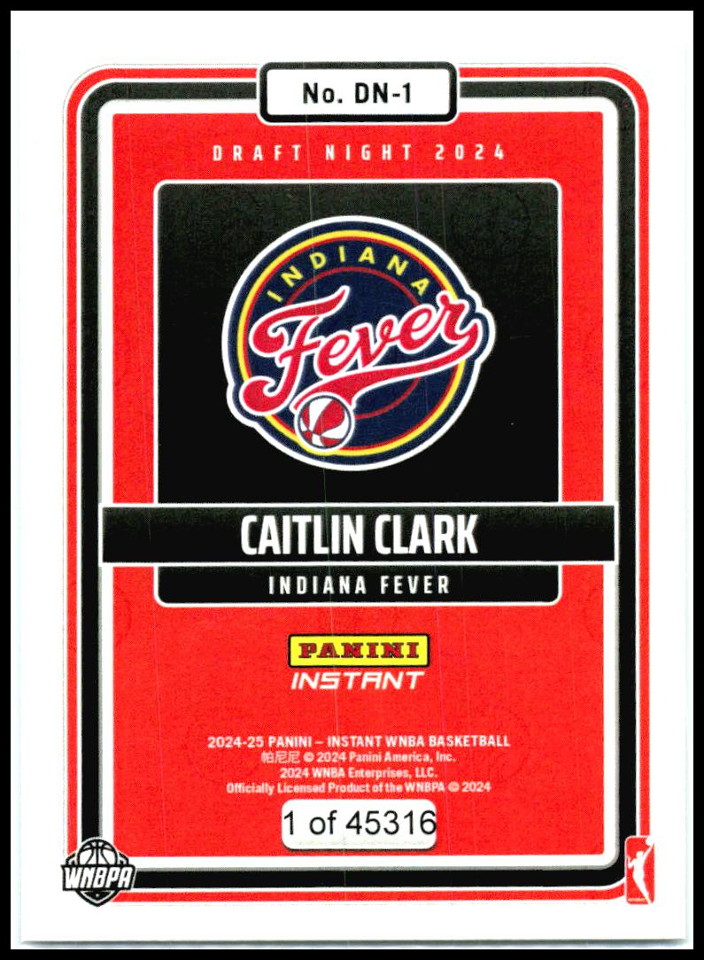 2024 Panini Instant WNBA Draft Night #DN-1 Caitlin Clark Indiana Fever
