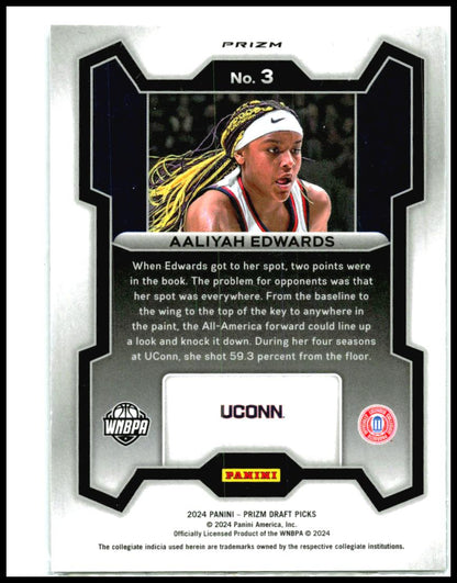 2024 Panini Prizm Draft Picks Prizms Silver #3 Aaliyah Edwards Connecticut