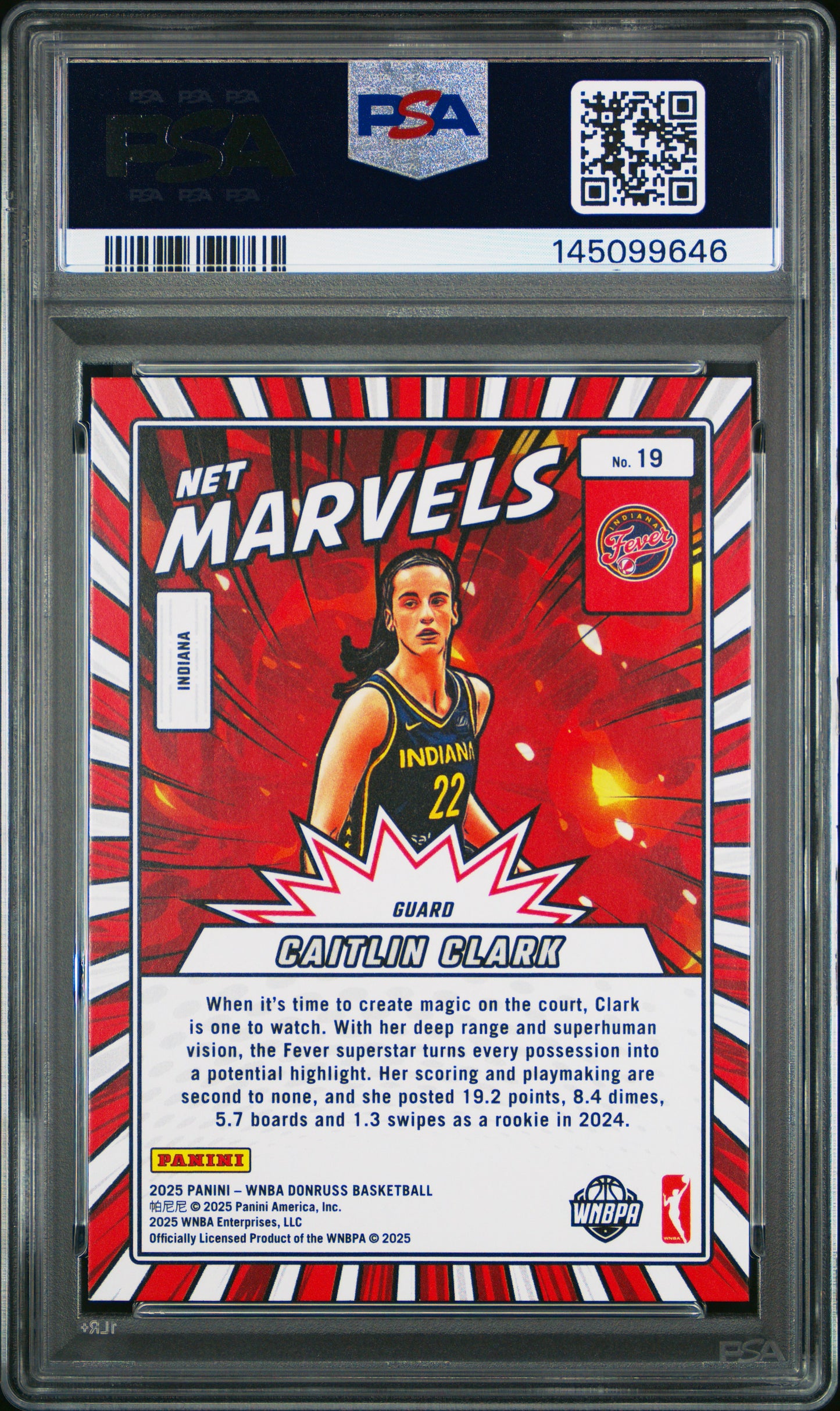 2025 Panini Donruss Wnba Net Marvels Net Marvels-Diamond #19 Caitlin Clark PSA 9