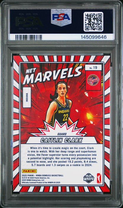 2025 Panini Donruss Wnba Net Marvels Net Marvels-Diamond #19 Caitlin Clark PSA 9