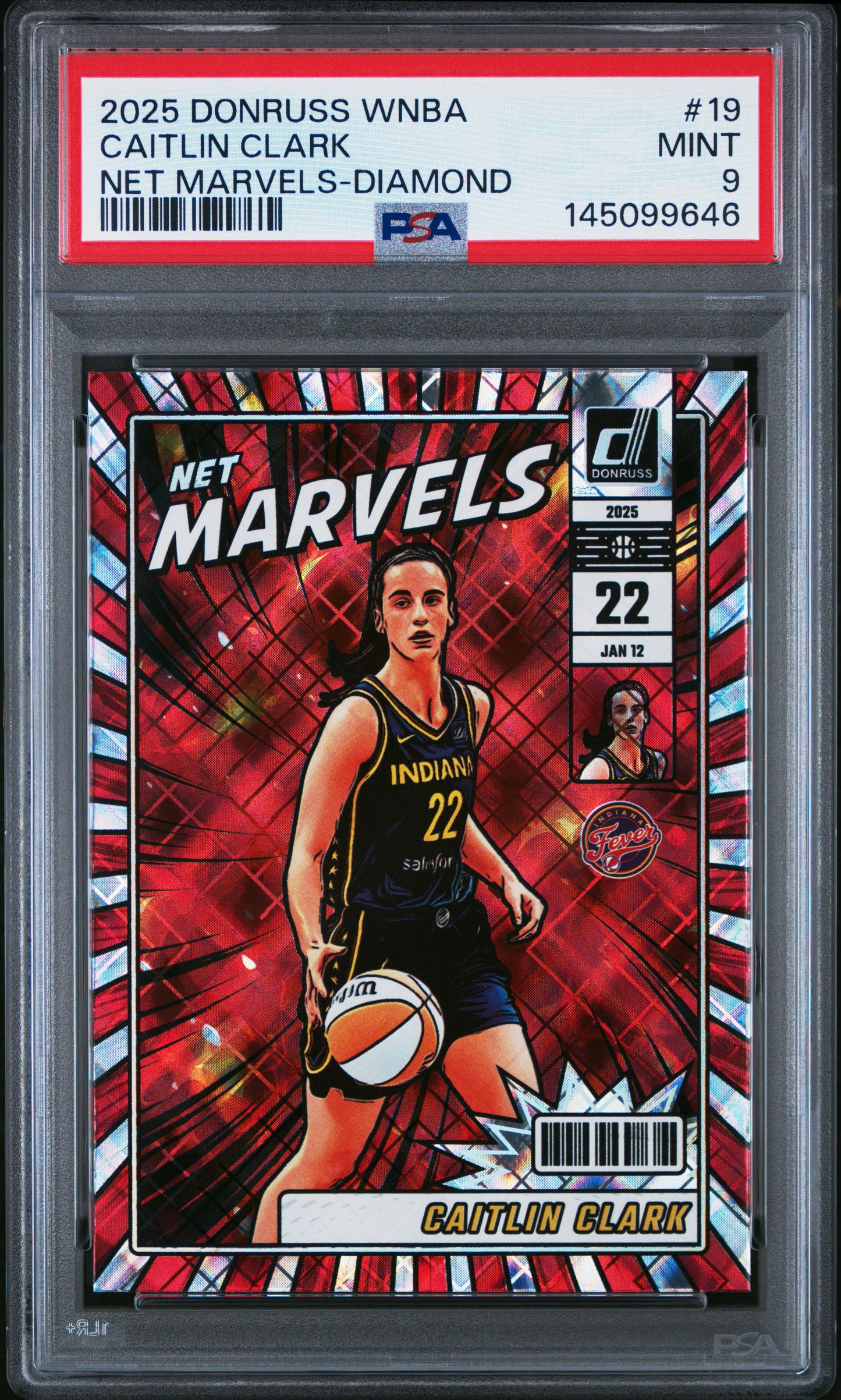 2025 Panini Donruss Wnba Net Marvels Net Marvels-Diamond #19 Caitlin Clark PSA 9