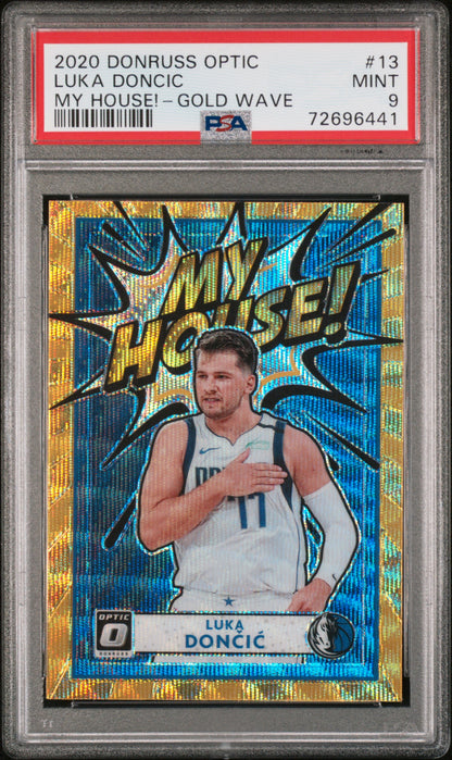 2020 Panini Donruss Optic My House! My House!-Gold Wave #13 Luka Doncic PSA 9