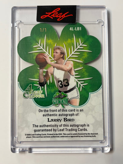2026 Leaf Metal 4 Leaf Clover Prismatic Red #4L-LB1 Larry Bird Auto
