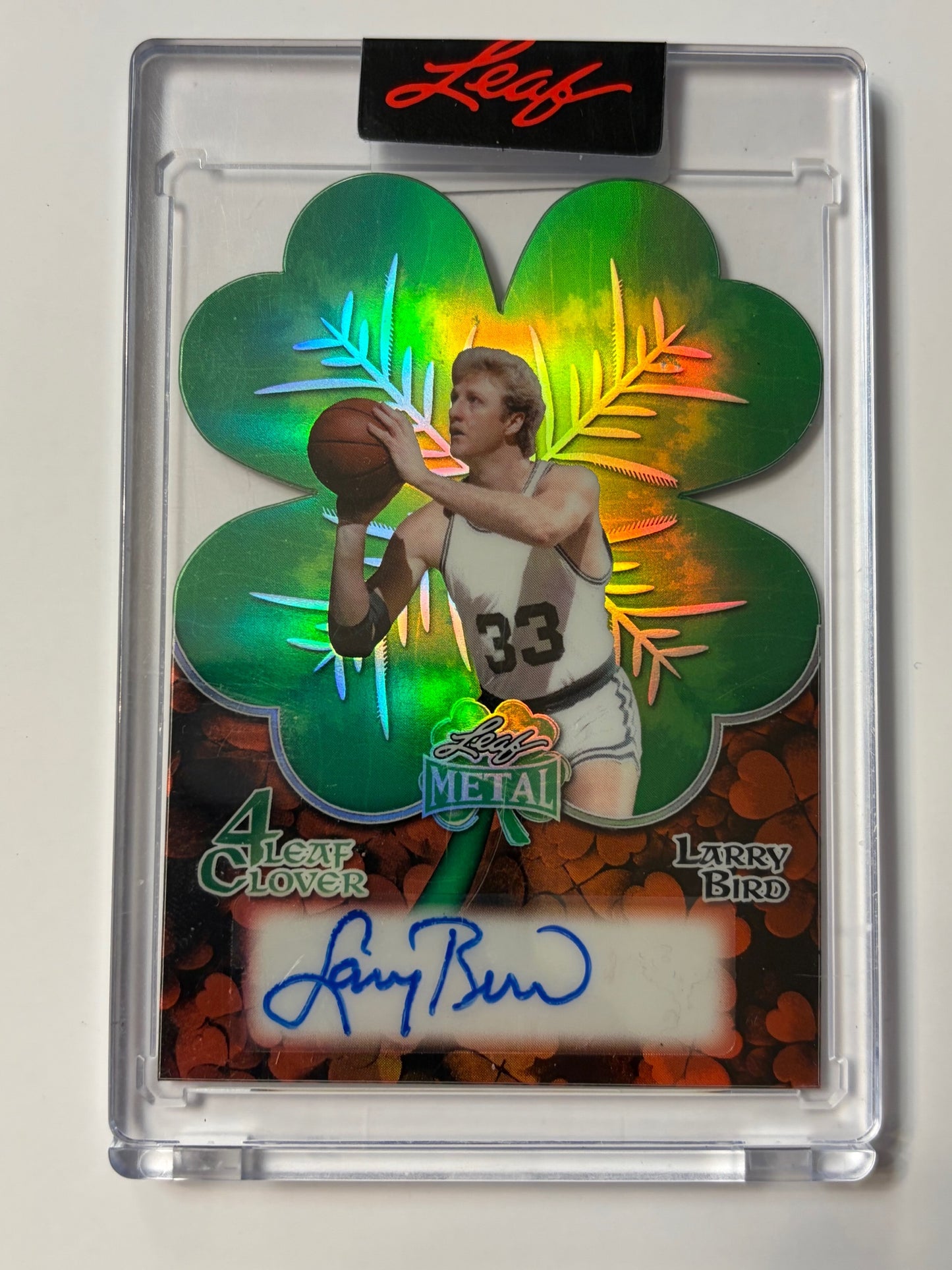 2026 Leaf Metal 4 Leaf Clover Prismatic Red #4L-LB1 Larry Bird Auto