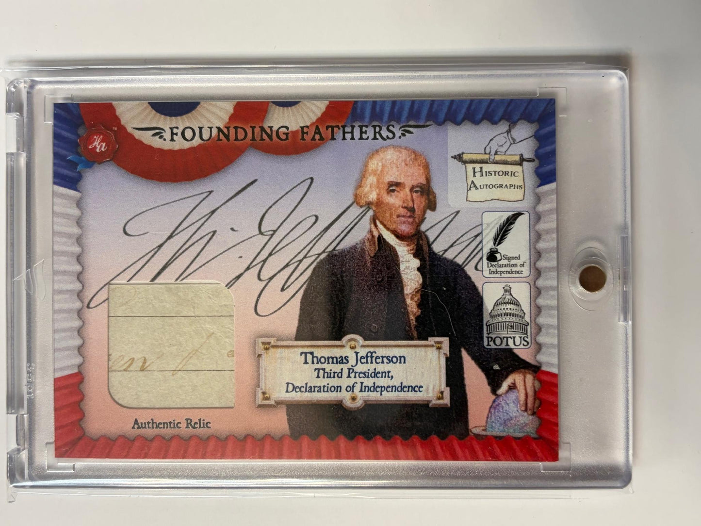 2025 Historic Auto Founding Fathers Document Touched Relic # Thomas Jefferson