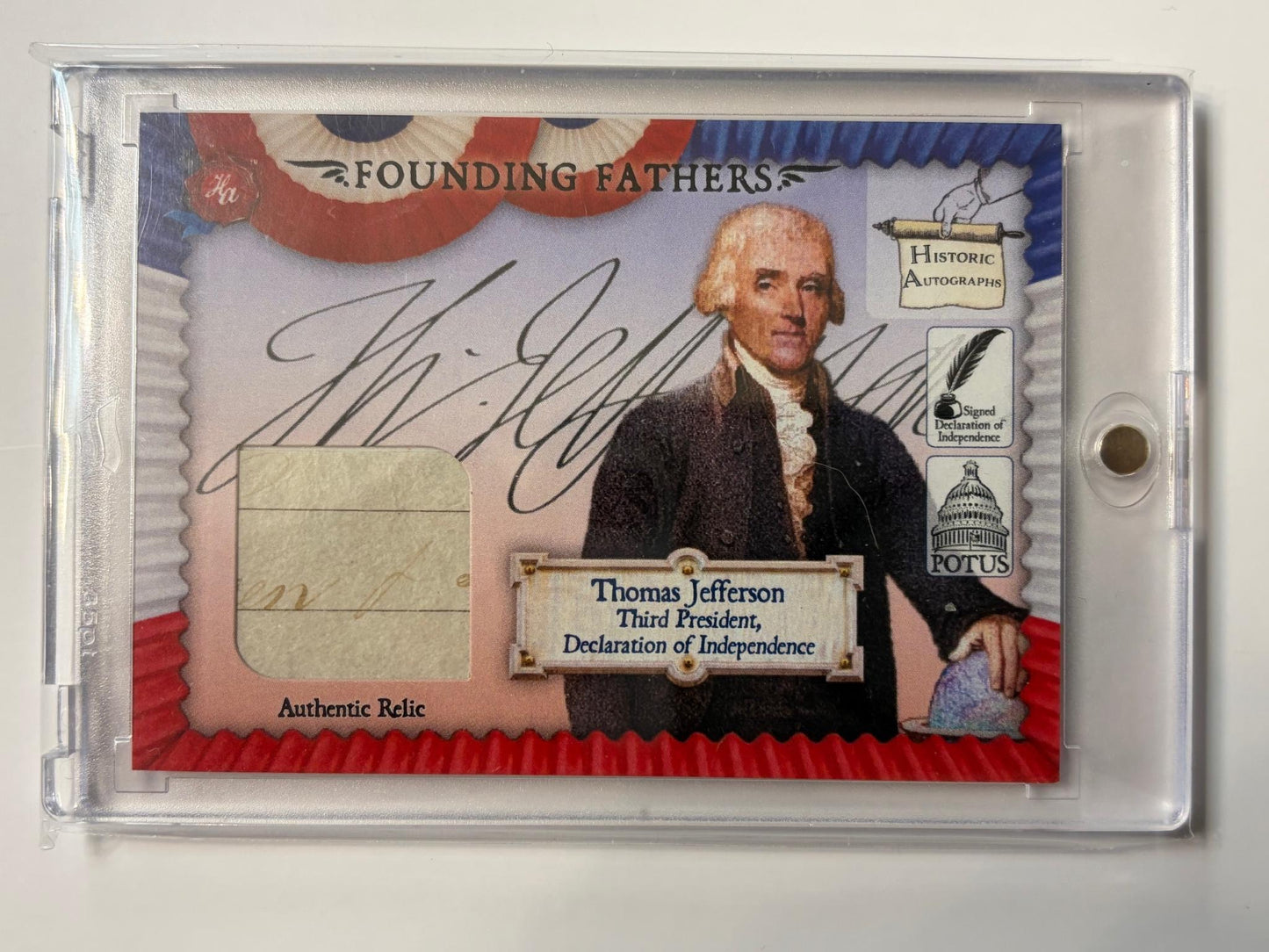 2025 Historic Auto Founding Fathers Document Touched Relic # Thomas Jefferson