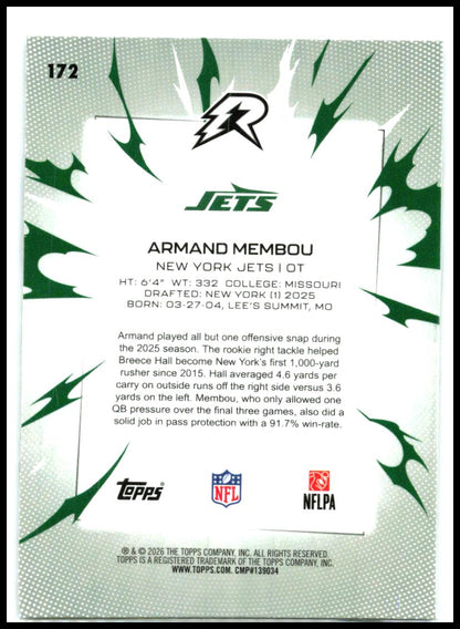 2025 Topps Resurgence Refractor #172 Armand Membou Rookie New York Jets