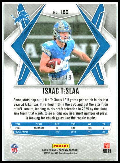 2025 Panini Phoenix Green Hyper Prizm #189 Isaac TeSlaa Rookie Lions