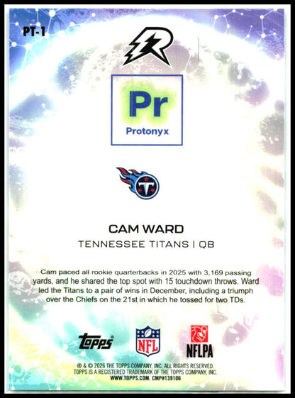 2025 Topps Resurgence Protonyx Surge Refractor #PT-1 Cam Ward Titans
