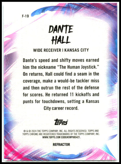 2024 Topps Chrome Finesse Refractor #F-19 Dante Hall Kansas City Chiefs