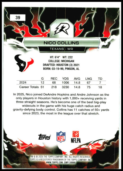 2025 Topps Resurgence Prism Refractor #39 Nico Collins Houston Texans