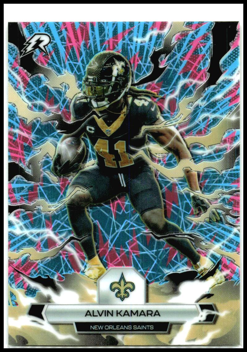 2025 Topps Resurgence Sky Blue & Pink Shock Refractor #70 Alvin Kamara Saints