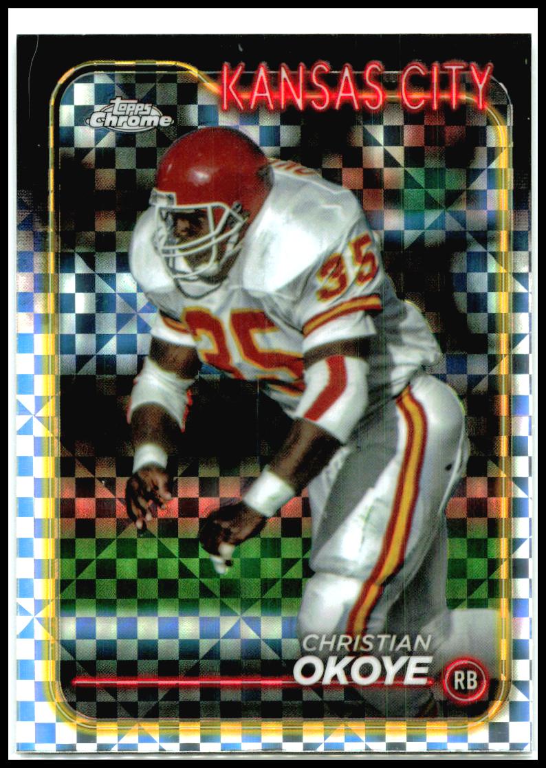 2024 Topps Chrome X-Fractor #96 Christian Okoye Kansas City Chiefs
