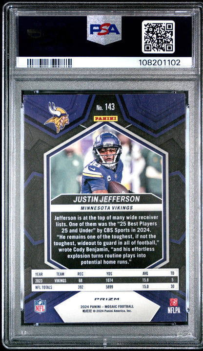 2024 Panini Mosaic Honeycomb #143 Justin Jefferson PSA 10