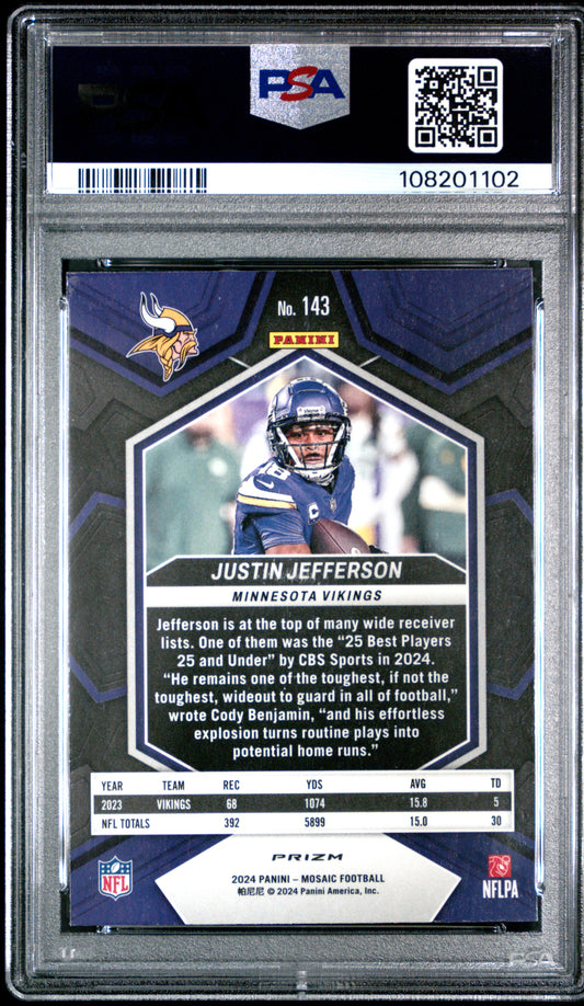 2024 Panini Mosaic Honeycomb #143 Justin Jefferson PSA 10