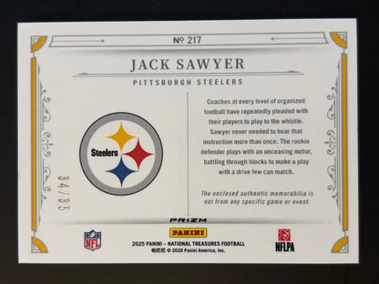 2025 Panini National Treasures Premium #217 Jack Sawyer #/35 Pittsburgh Steelers