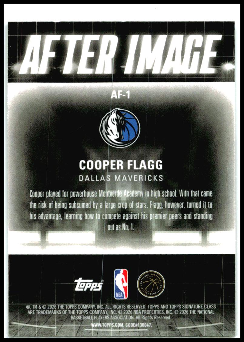 2025-26 Topps Signature Class After Image #AF-1 Cooper Flagg Dallas Mavericks