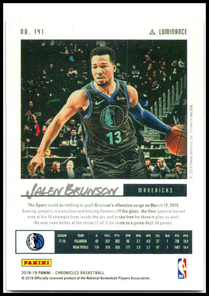 2018-19 Panini Chronicles #141 Jalen Brunson RC Dallas Mavericks