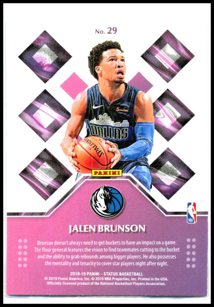 2018-19 Panini Status Rookie Credentials #29 Jalen Brunson Dallas Mavericks