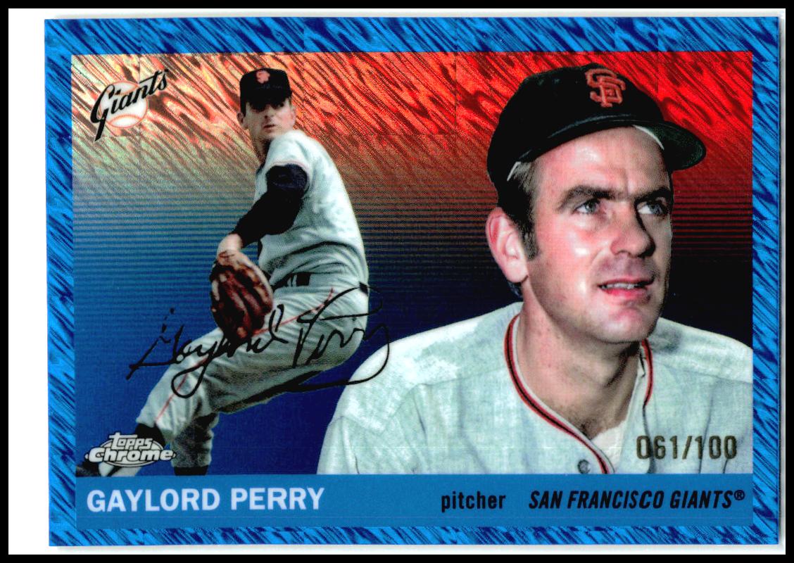 2025 Topps Chrome Platinum Blue Shimmer Refractors #409 Gaylord Perry Giants